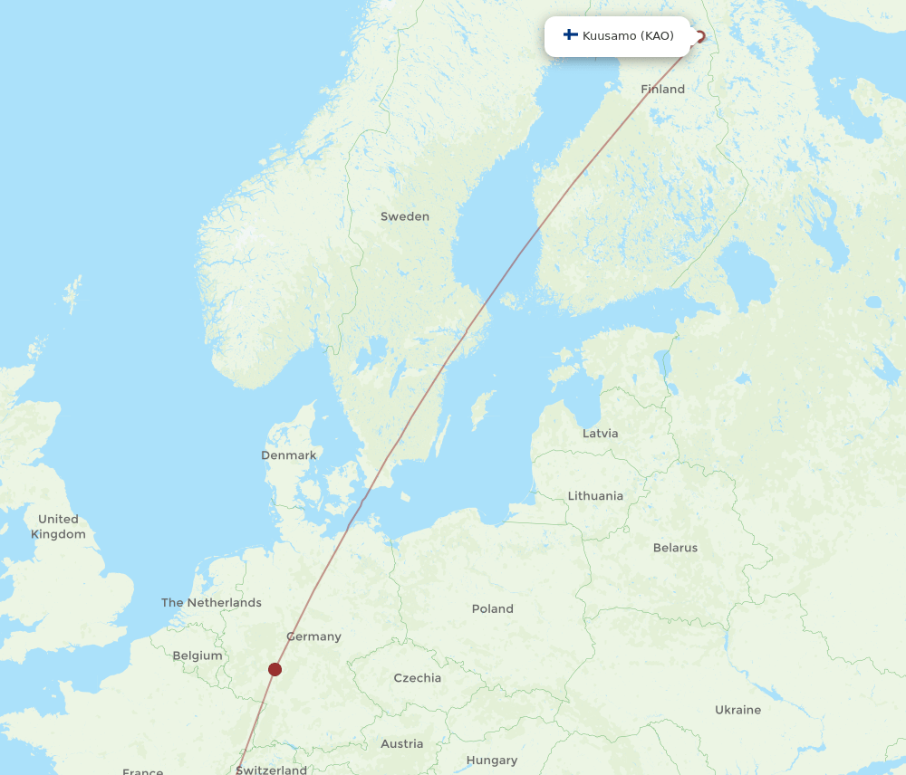 Marseille - Kuusamo route map and flight paths
