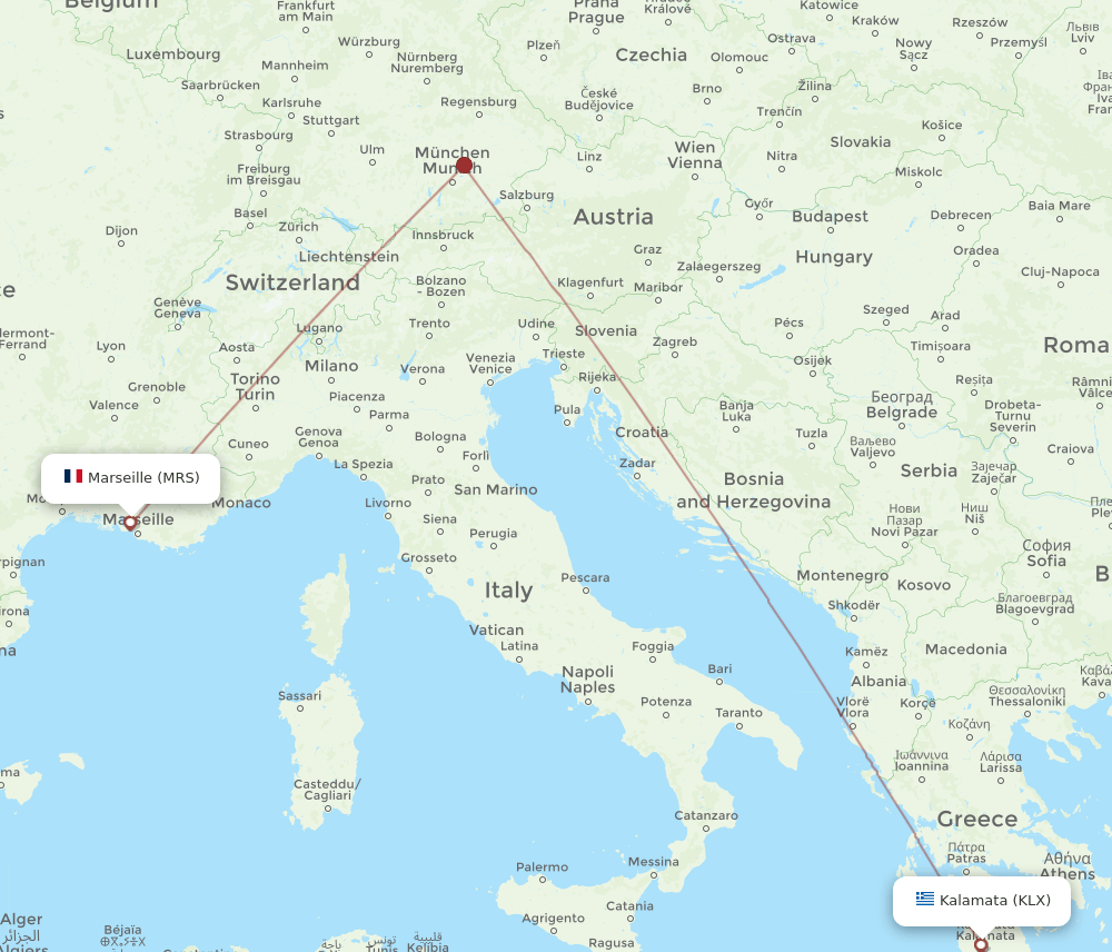 MRS-KLX flight routes