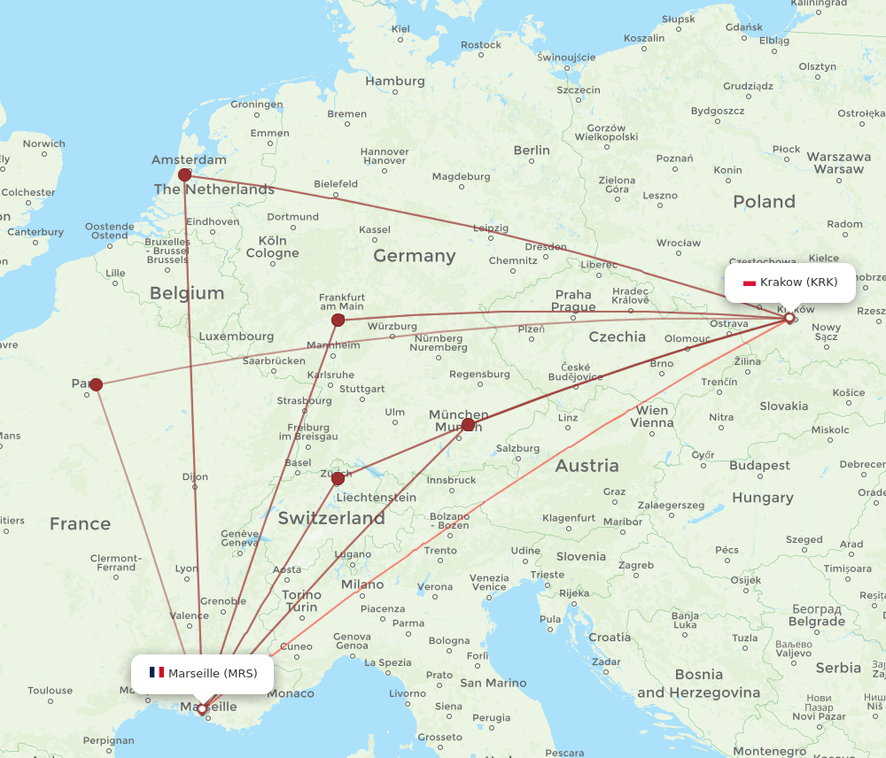 MRS-KRK flight routes