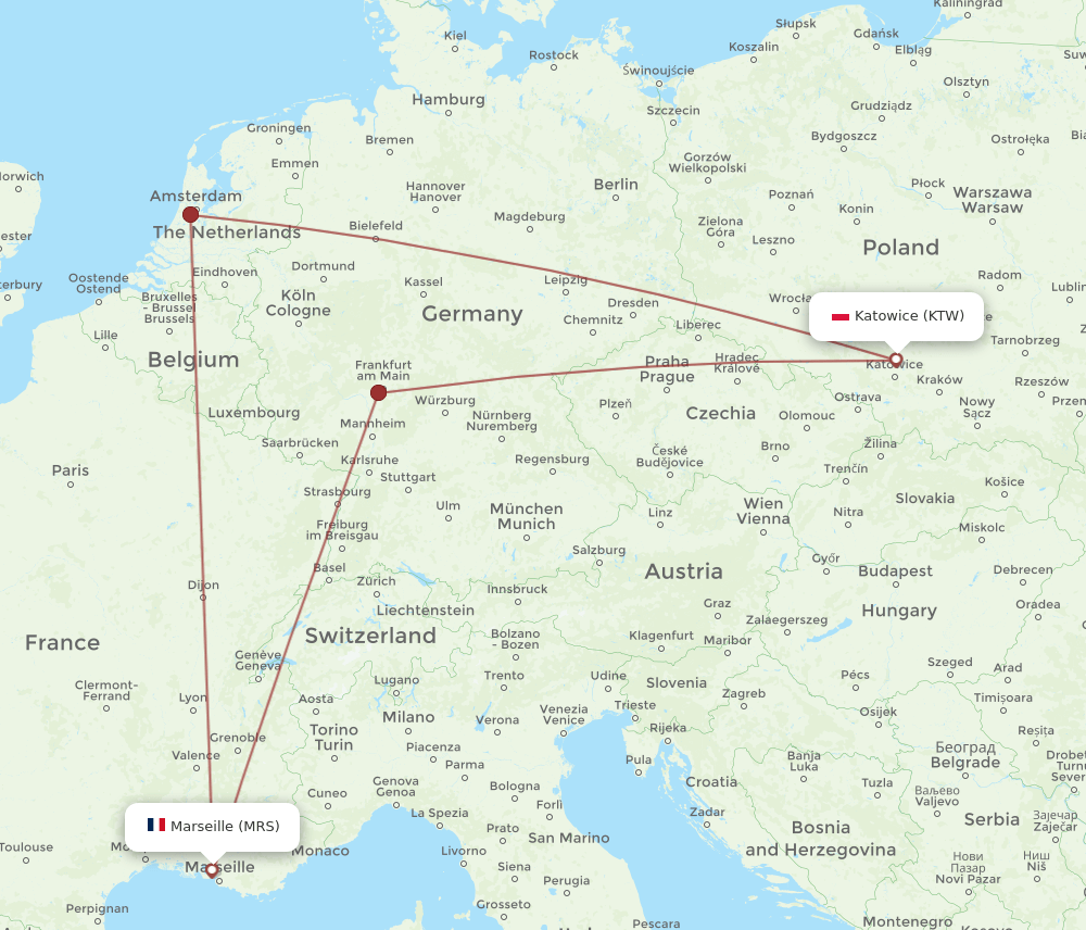 MRS-KTW flight routes