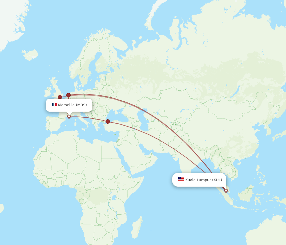 MRS-KUL flight routes