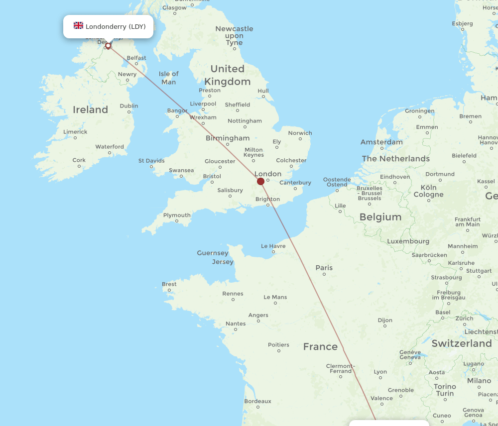 MRS-LDY flight routes