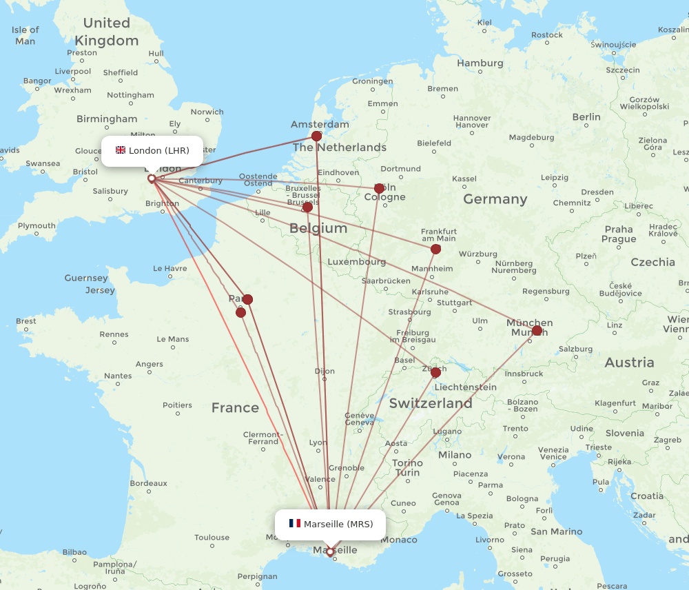 MRS-LHR flight routes