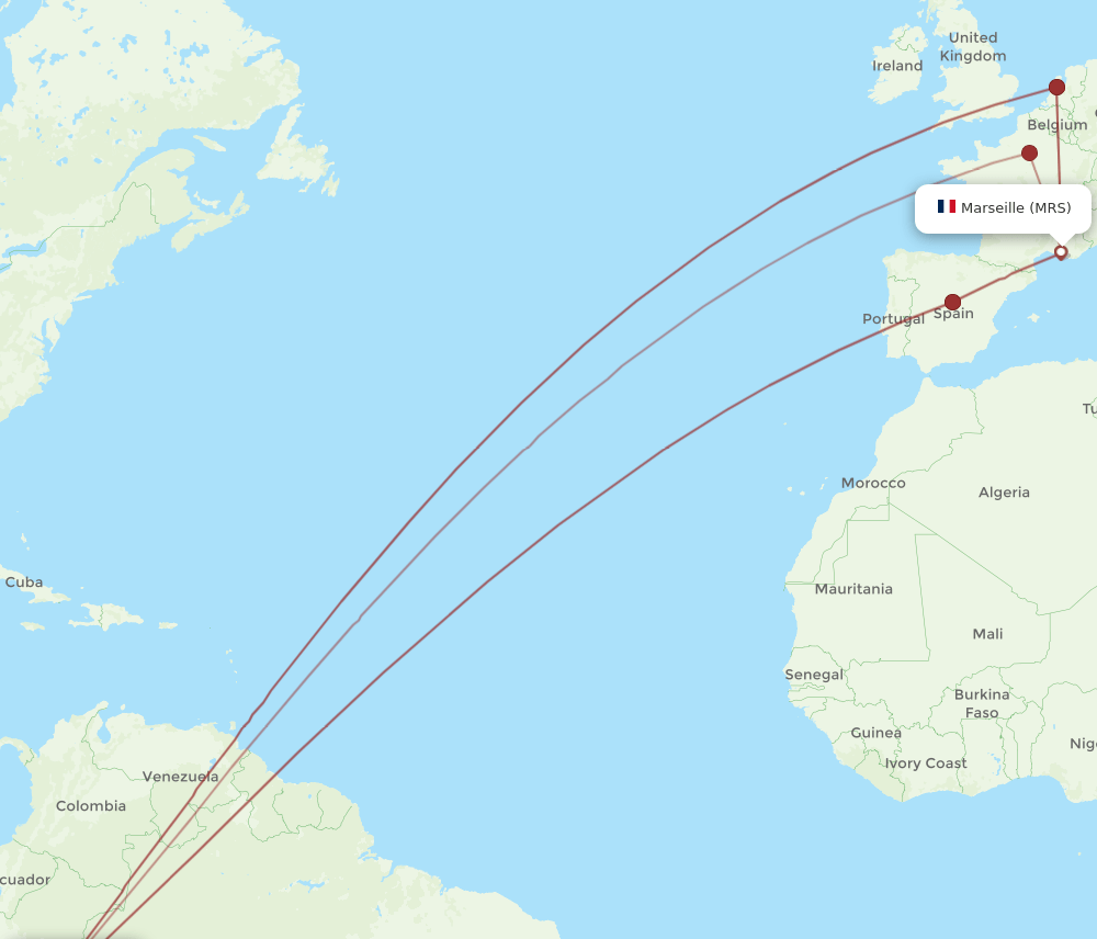 MRS to LIM flights and routes map