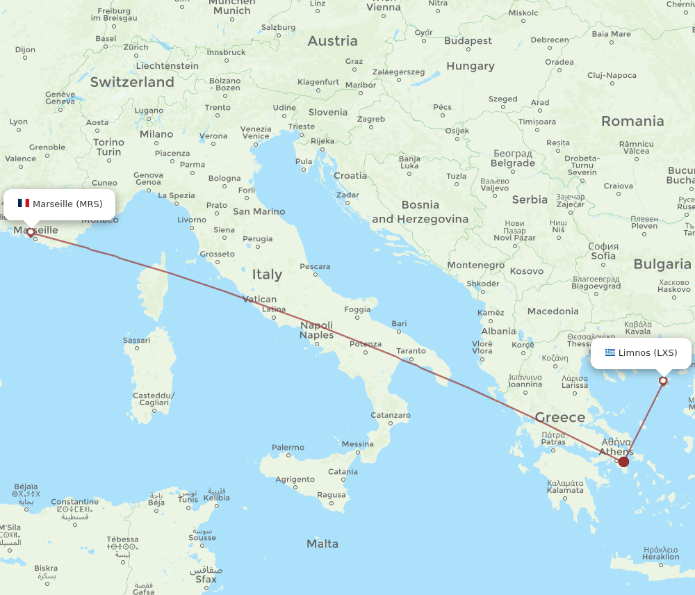 MRS-LXS flight routes