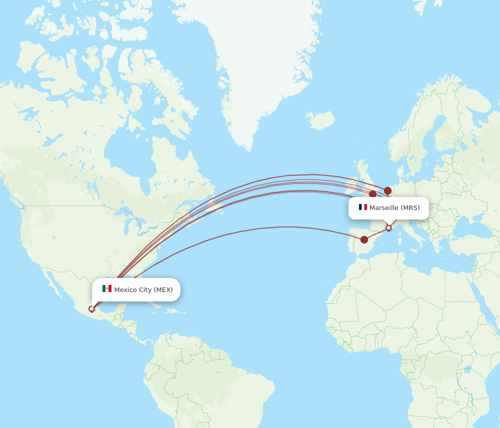 MRS to MEX flights and routes map