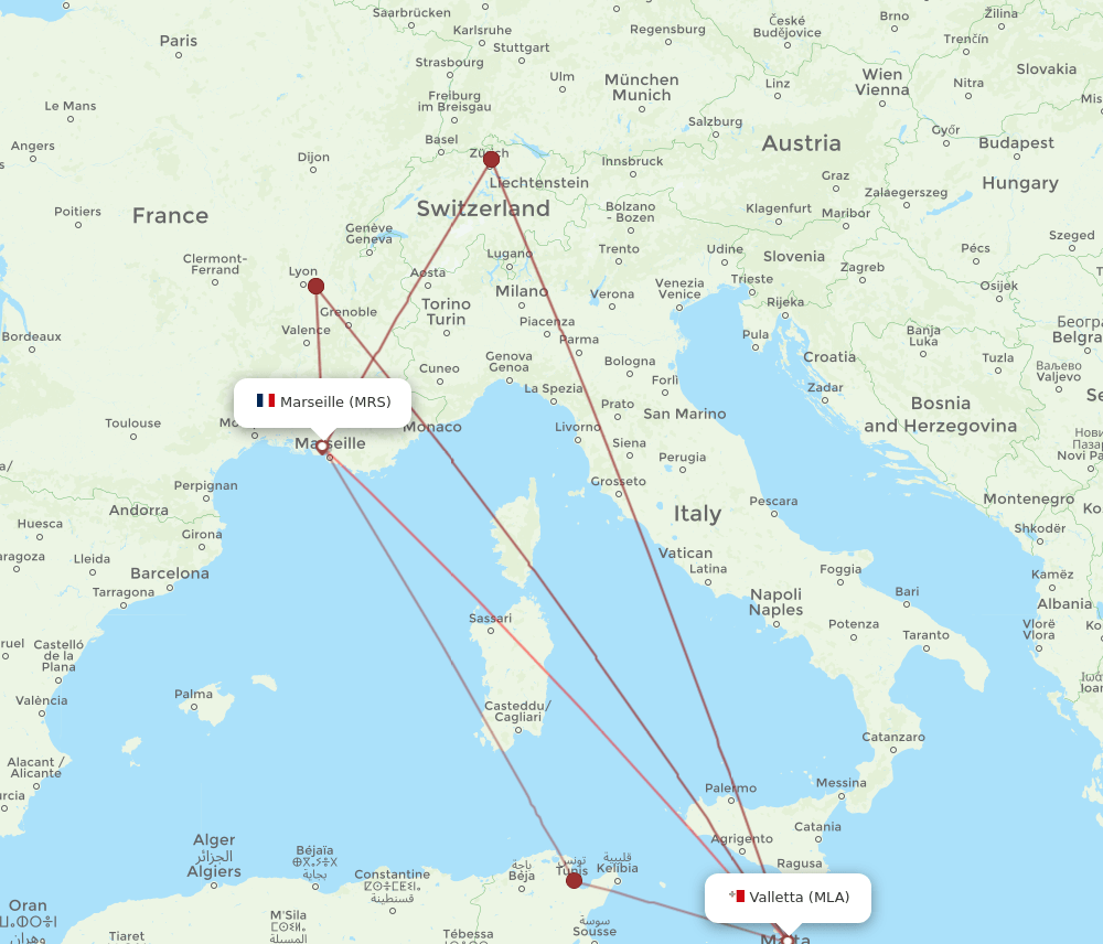 MRS-MLA flight routes