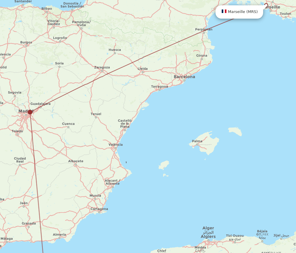 MRS-MLN flight routes