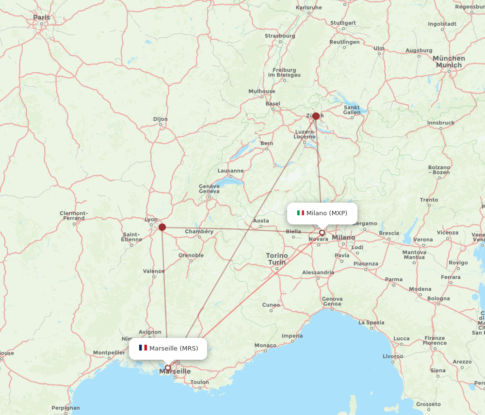 MRS-MXP flight routes