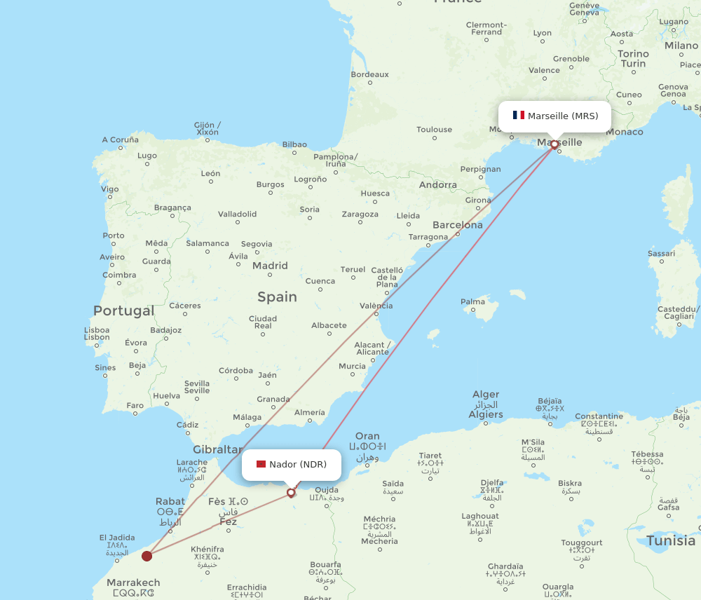 MRS-NDR flight routes