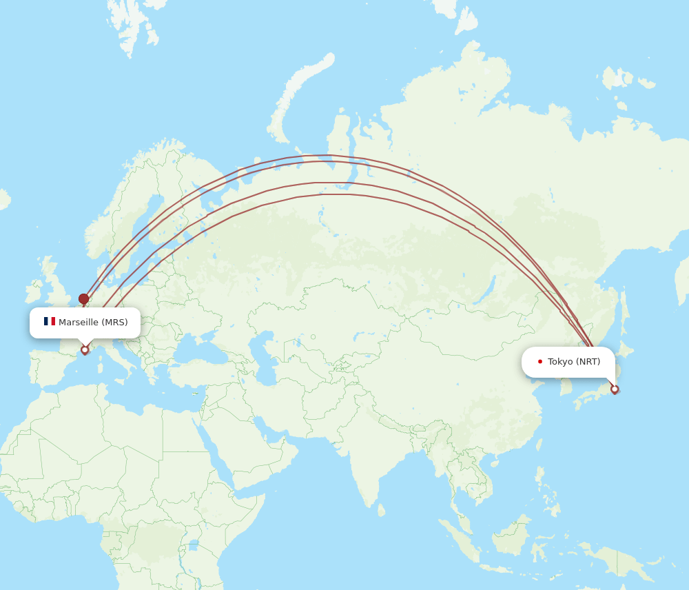 MRS-NRT flight routes