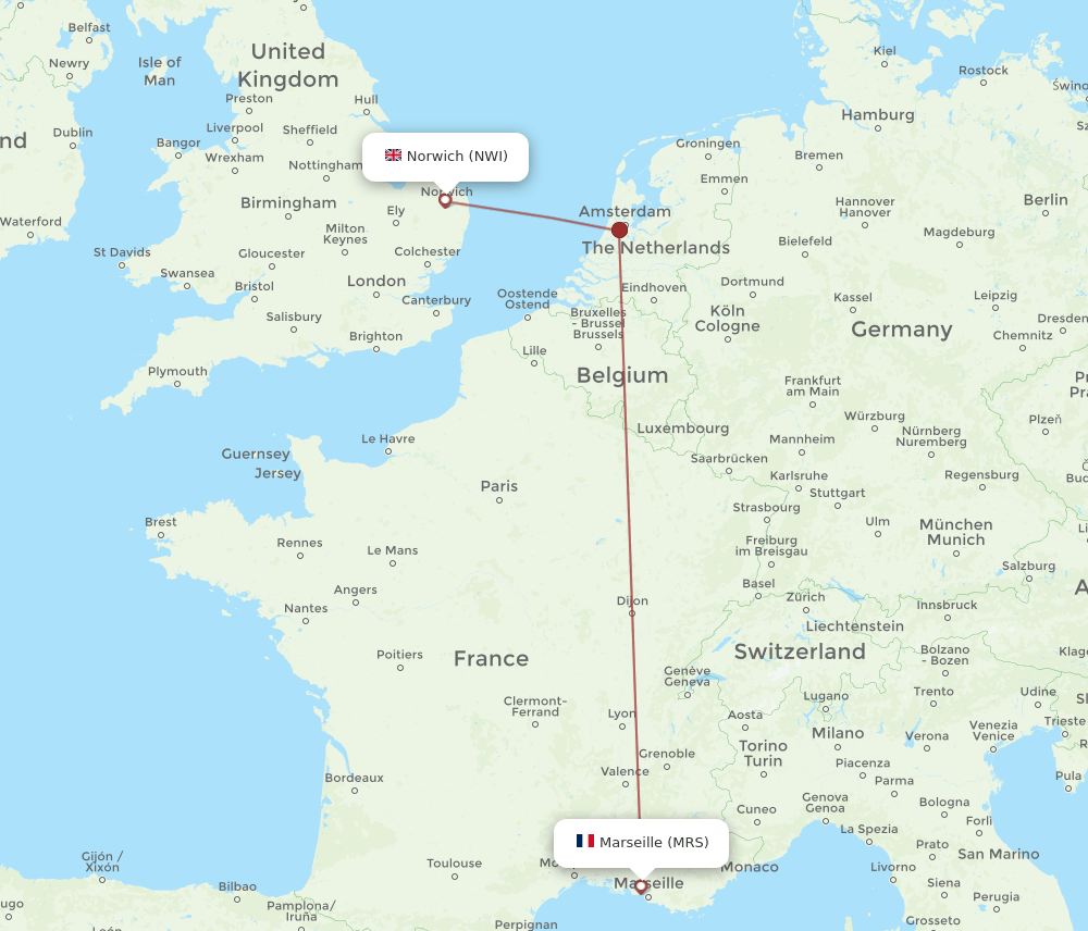 MRS-NWI flight routes