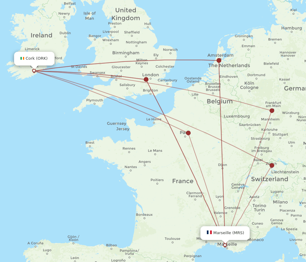 MRS-ORK flight routes