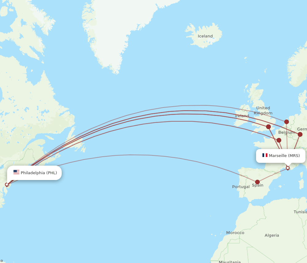 MRS-PHL flight routes