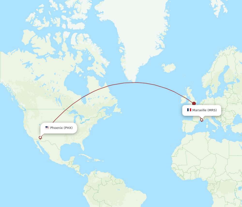 MRS to PHX flights and routes map