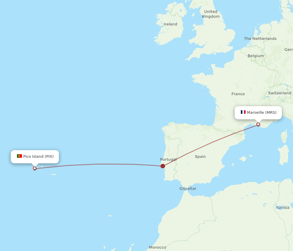 MRS to PIX flights and routes map