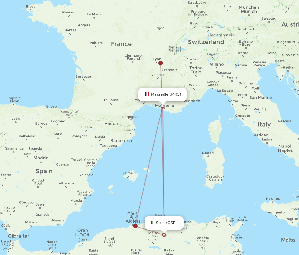 MRS-QSF flight routes