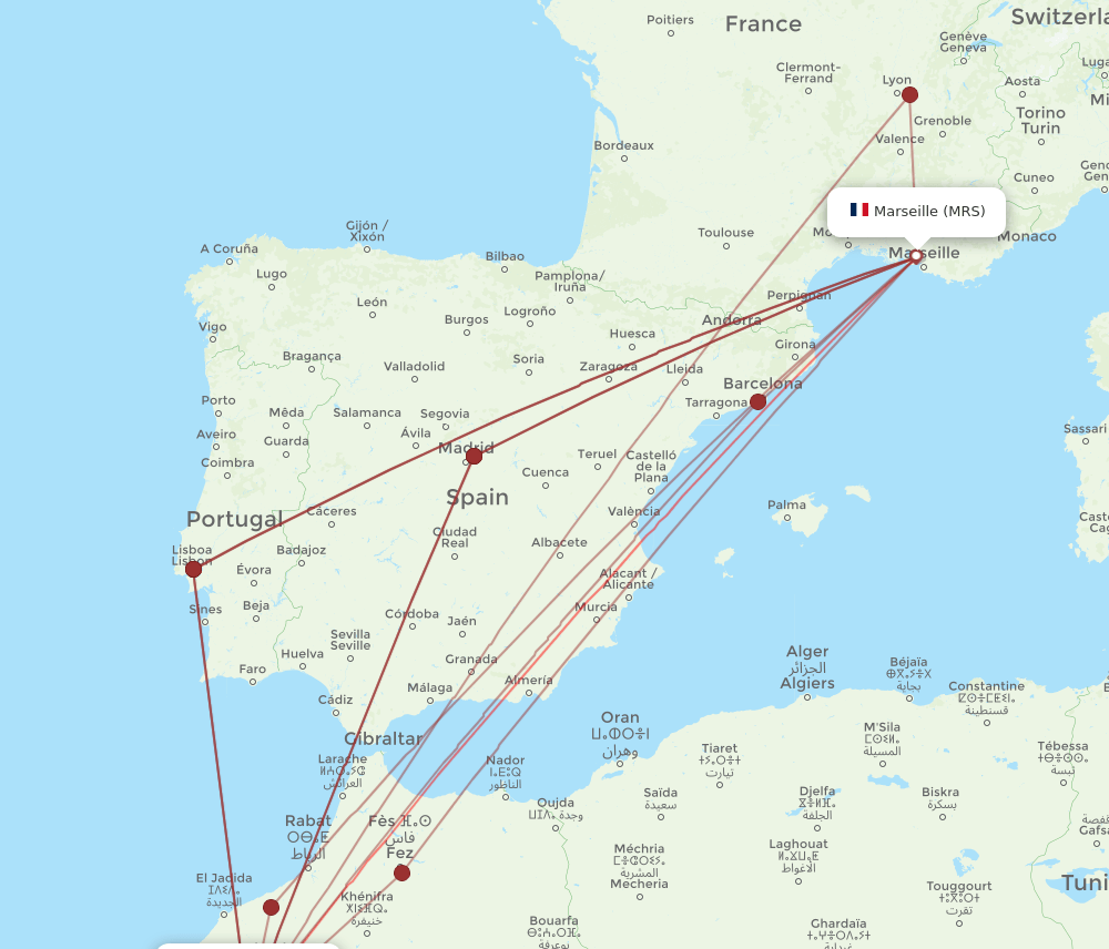 MRS-RAK flight routes