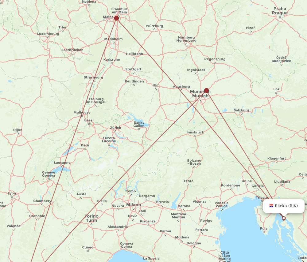 MRS to RJK flights and routes map