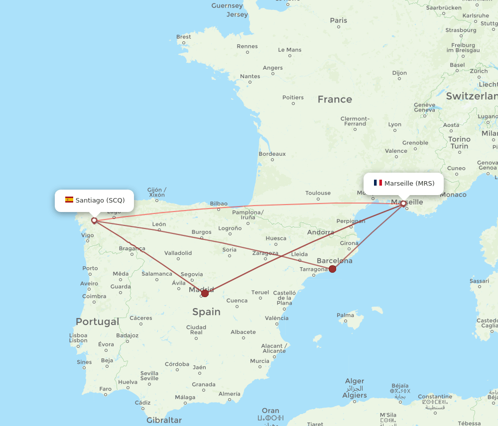 MRS-SCQ flight routes