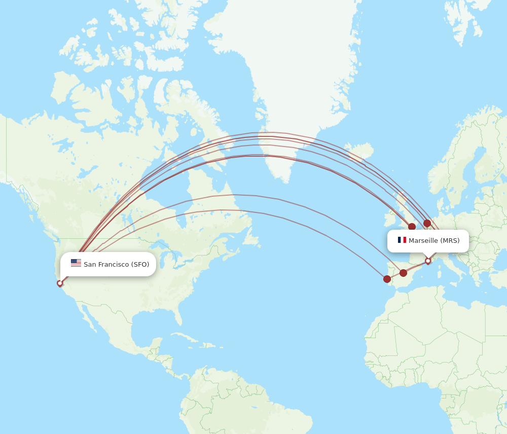 MRS-SFO flight routes