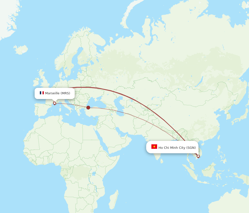 MRS to SGN flights and routes map