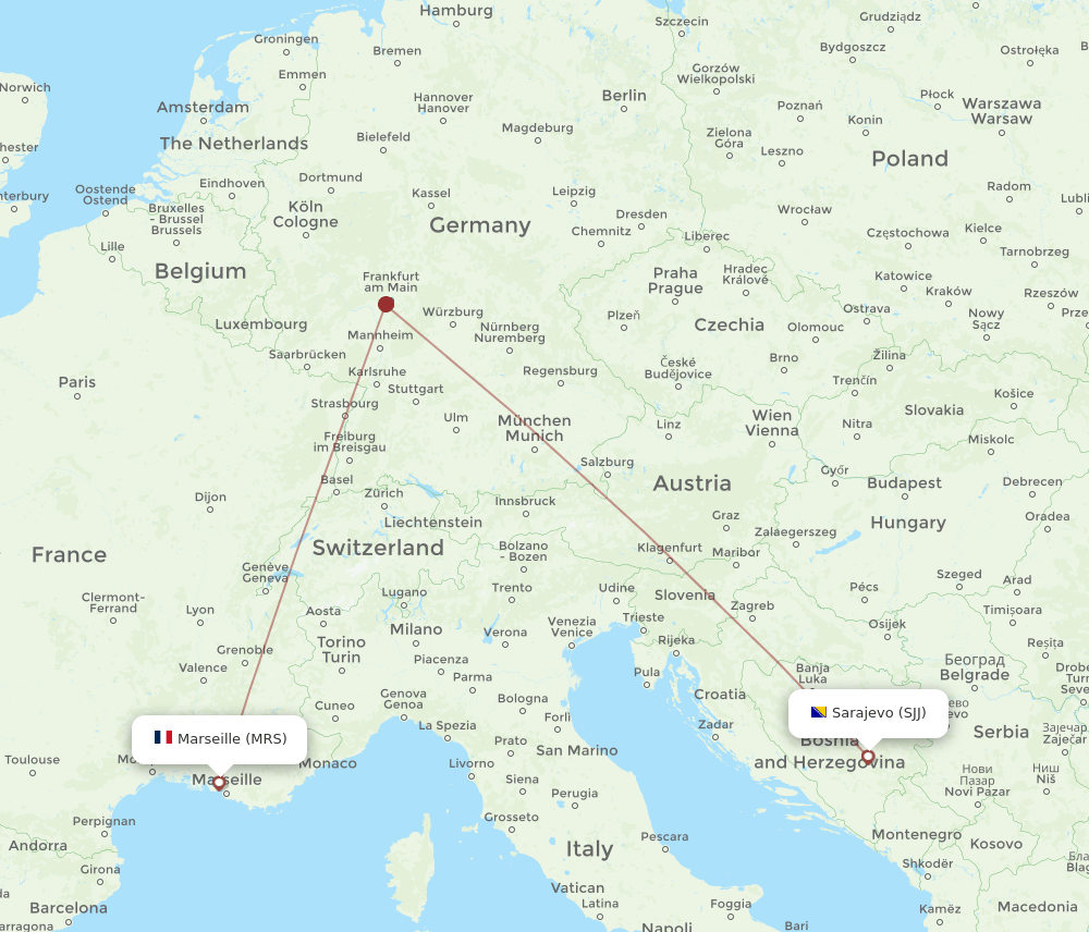 MRS-SJJ flight routes