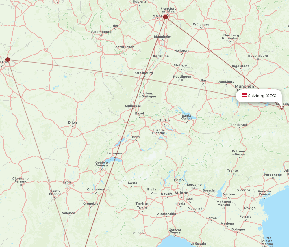 MRS to SZG flights and routes map