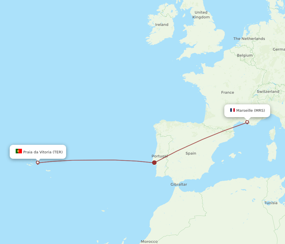MRS to TER flights and routes map