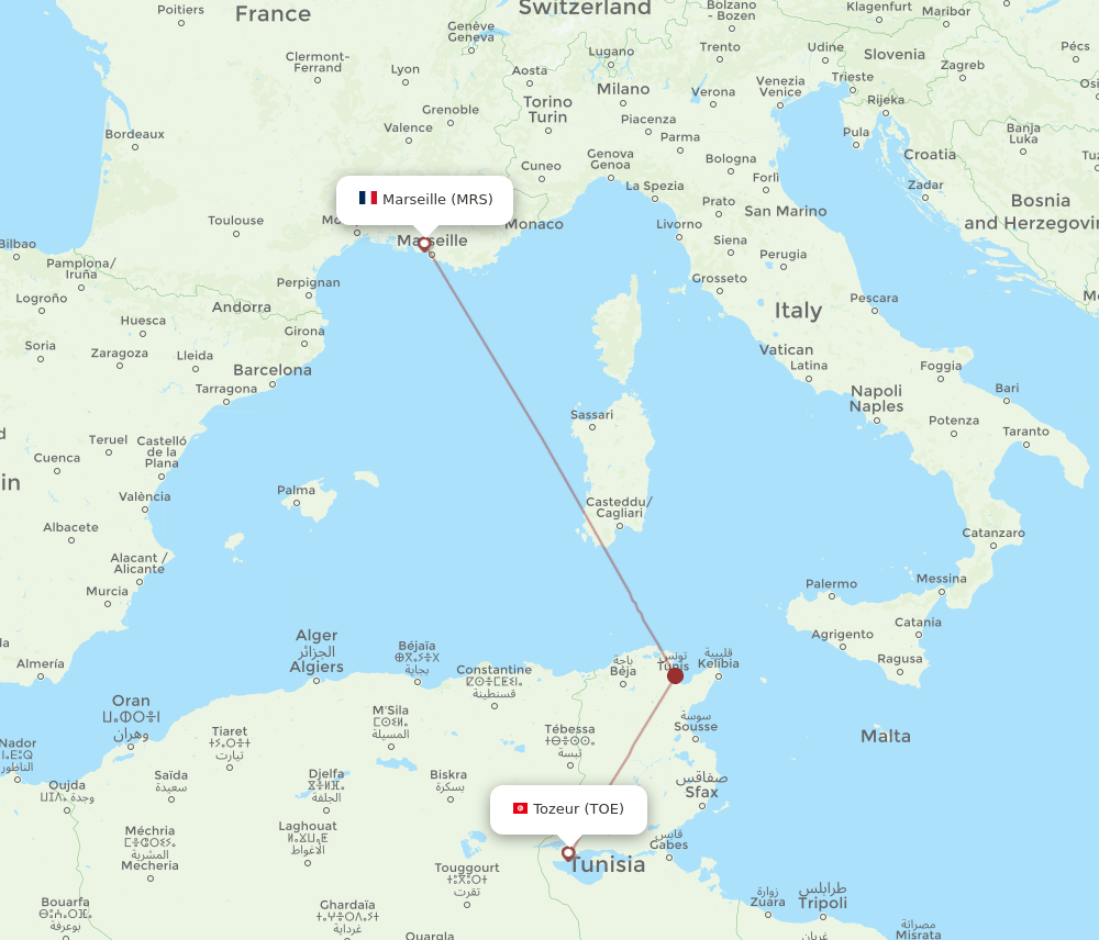 MRS-TOE flight routes