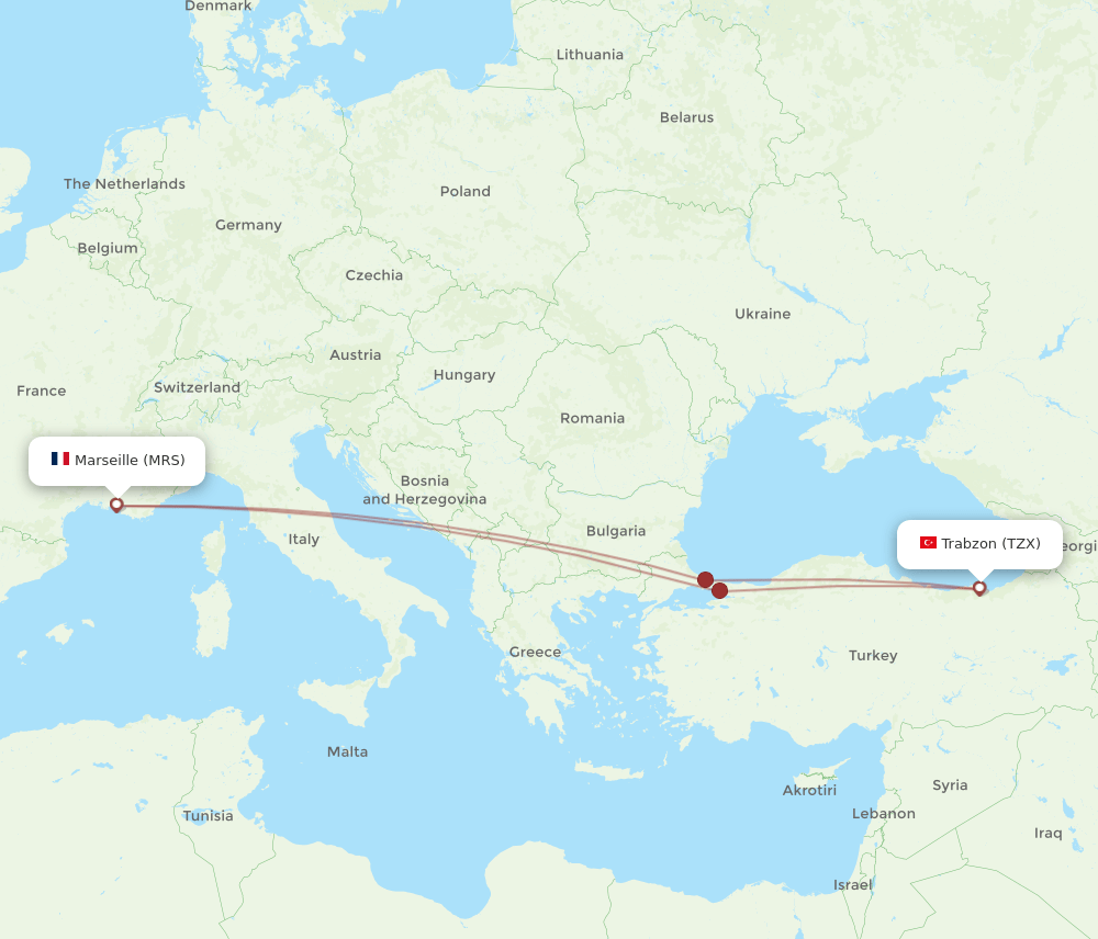 MRS-TZX flight routes
