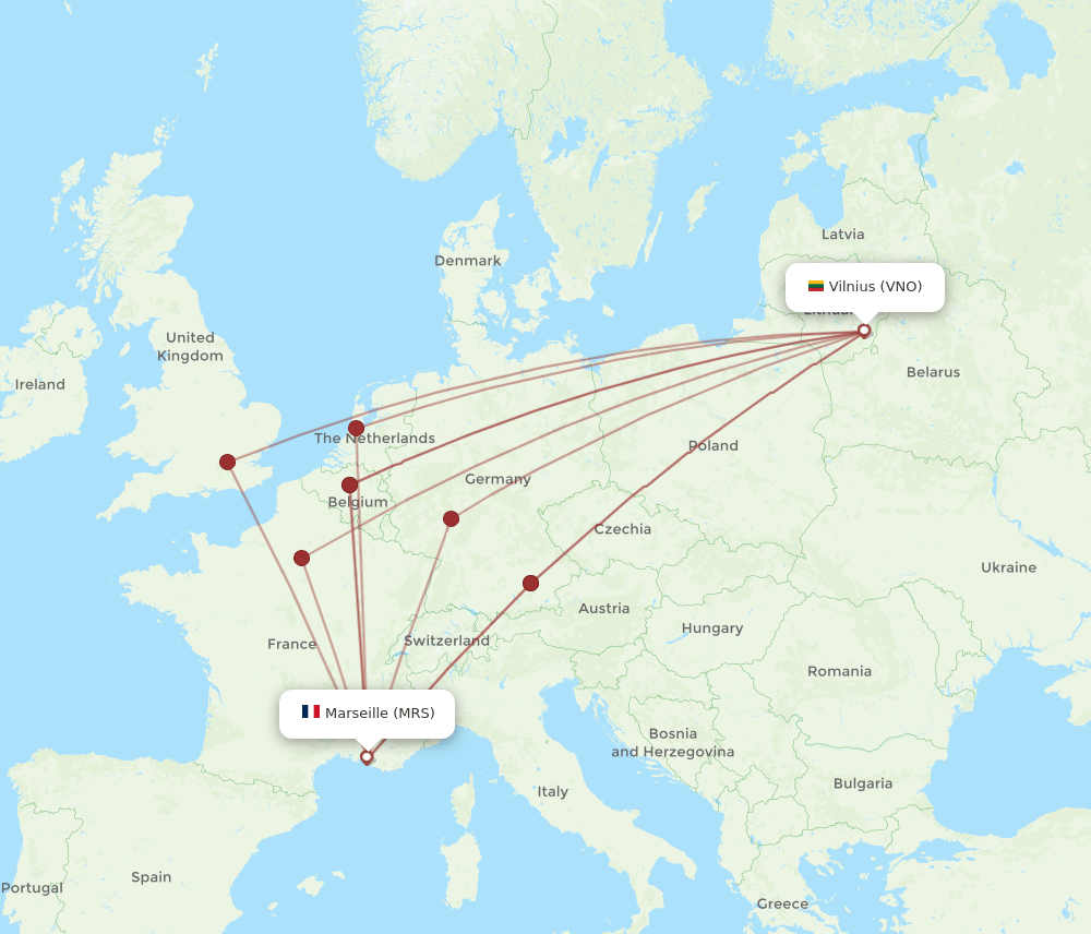MRS-VNO flight routes