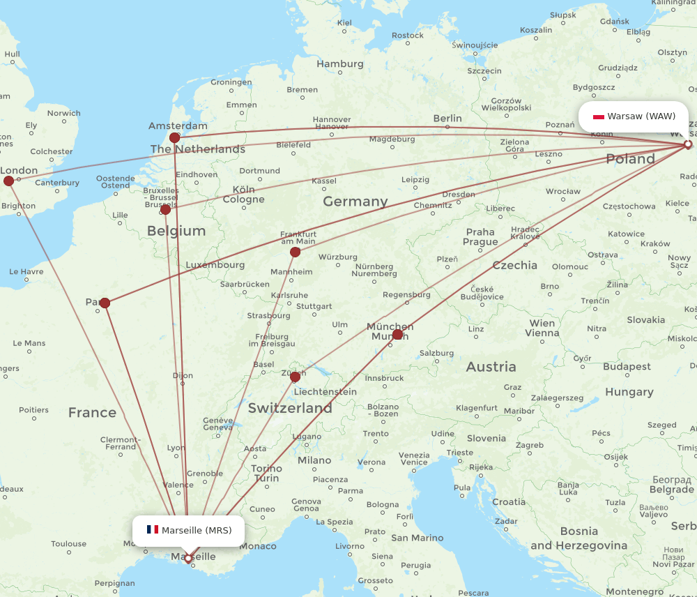 MRS-WAW flight routes