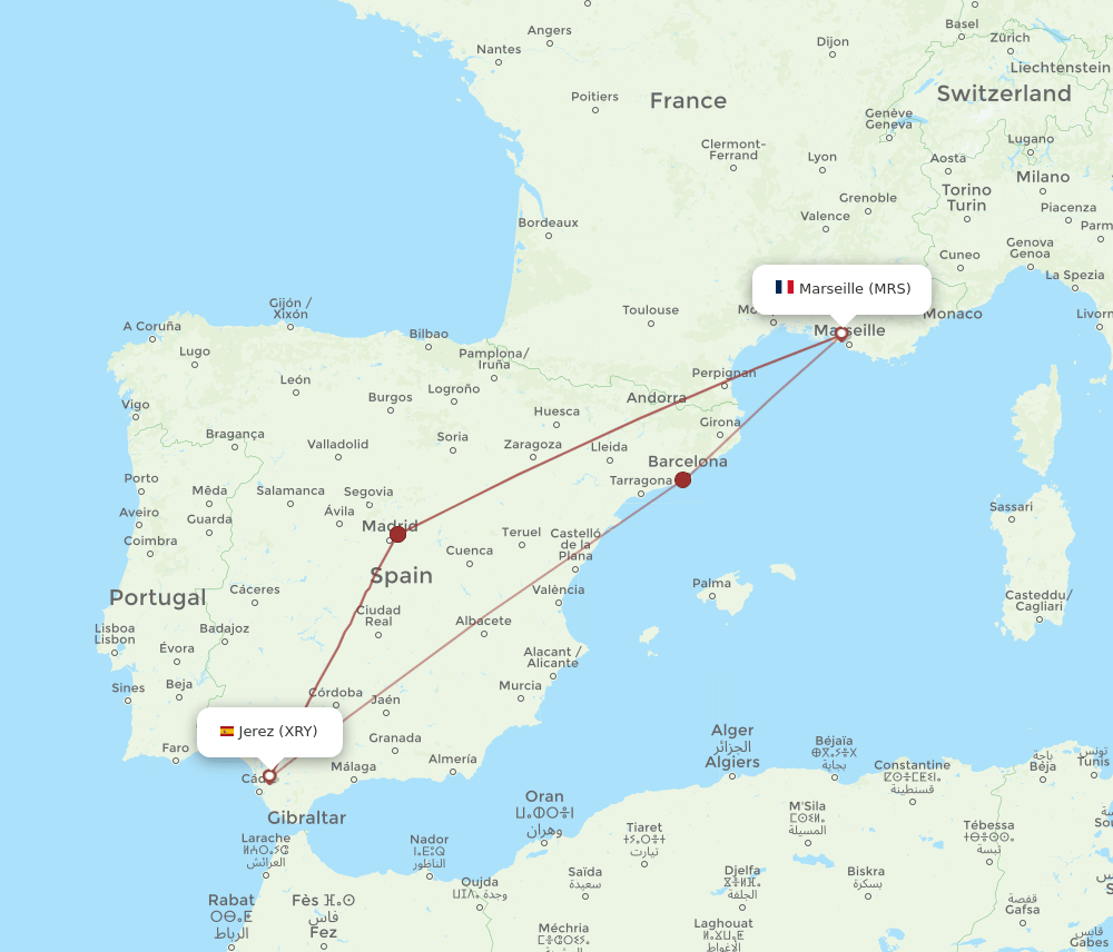 MRS-XRY flight routes