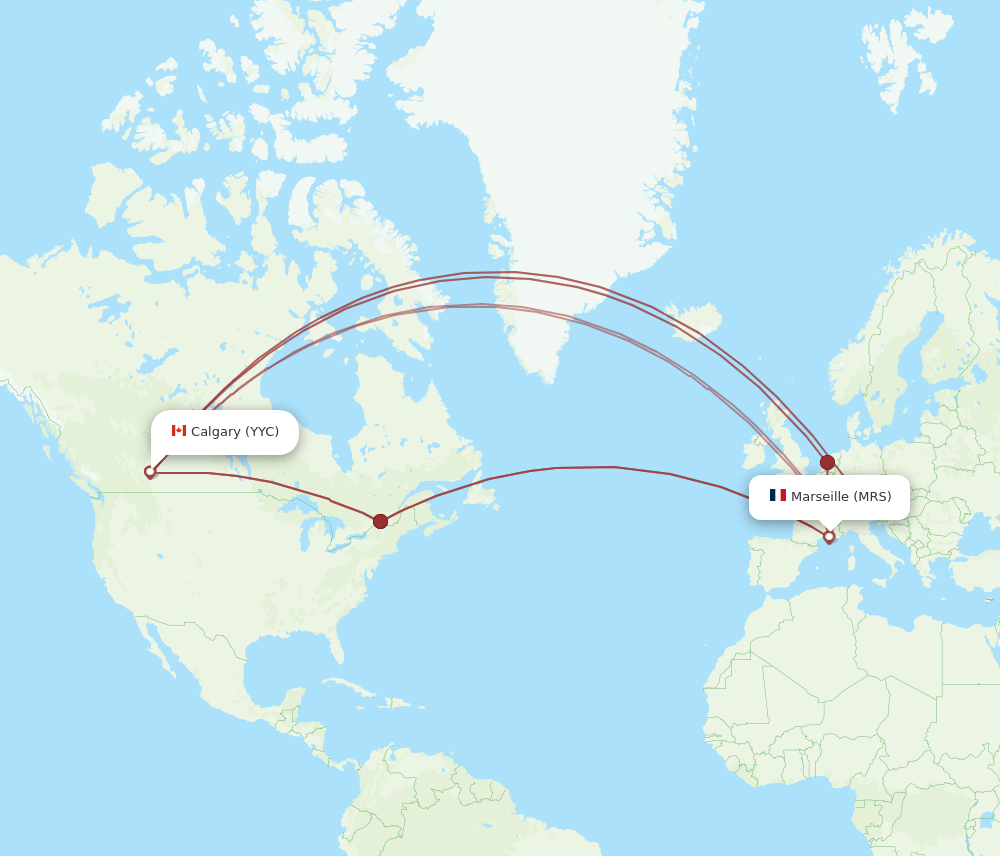 MRS-YYC flight routes