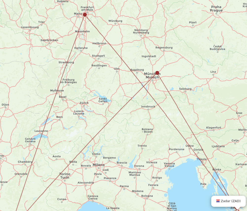 MRS-ZAD flight routes