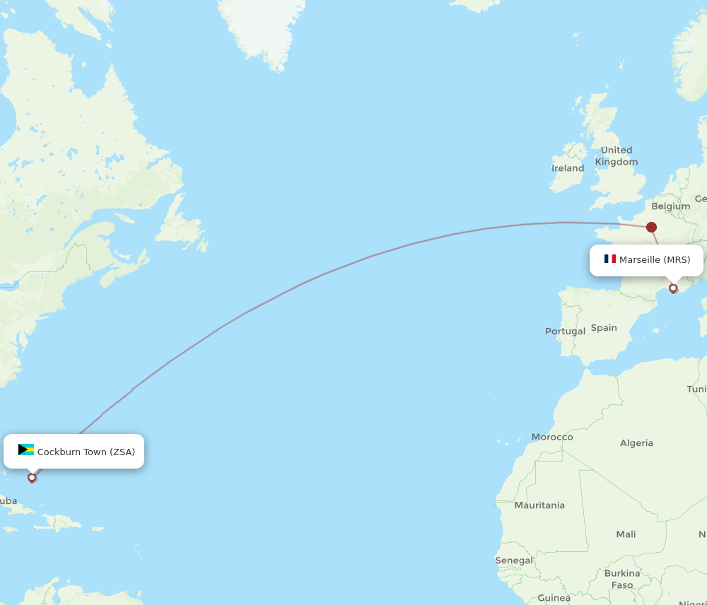 MRS-ZSA flight routes