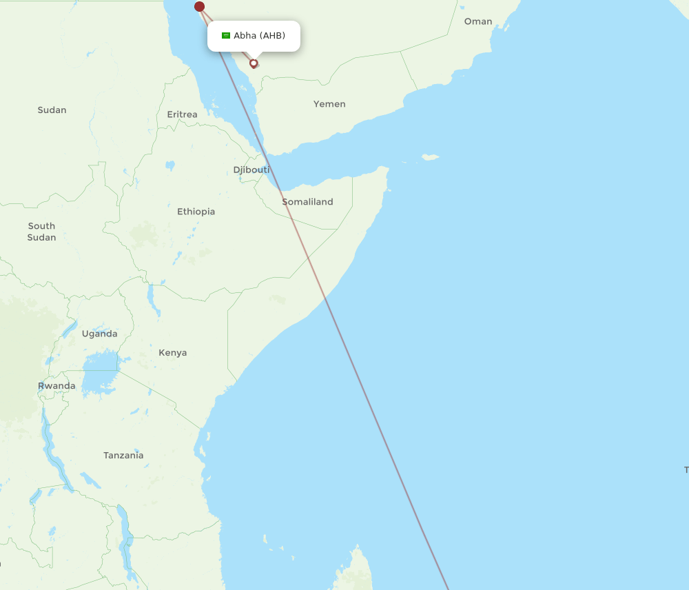 MRU-AHB flight routes