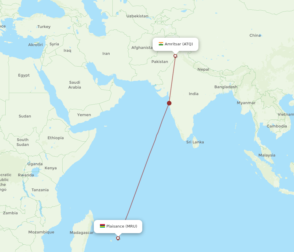 MRU to ATQ flights and routes map