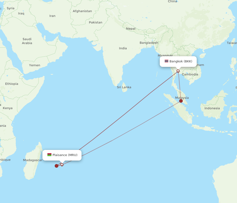 MRU-BKK flight routes