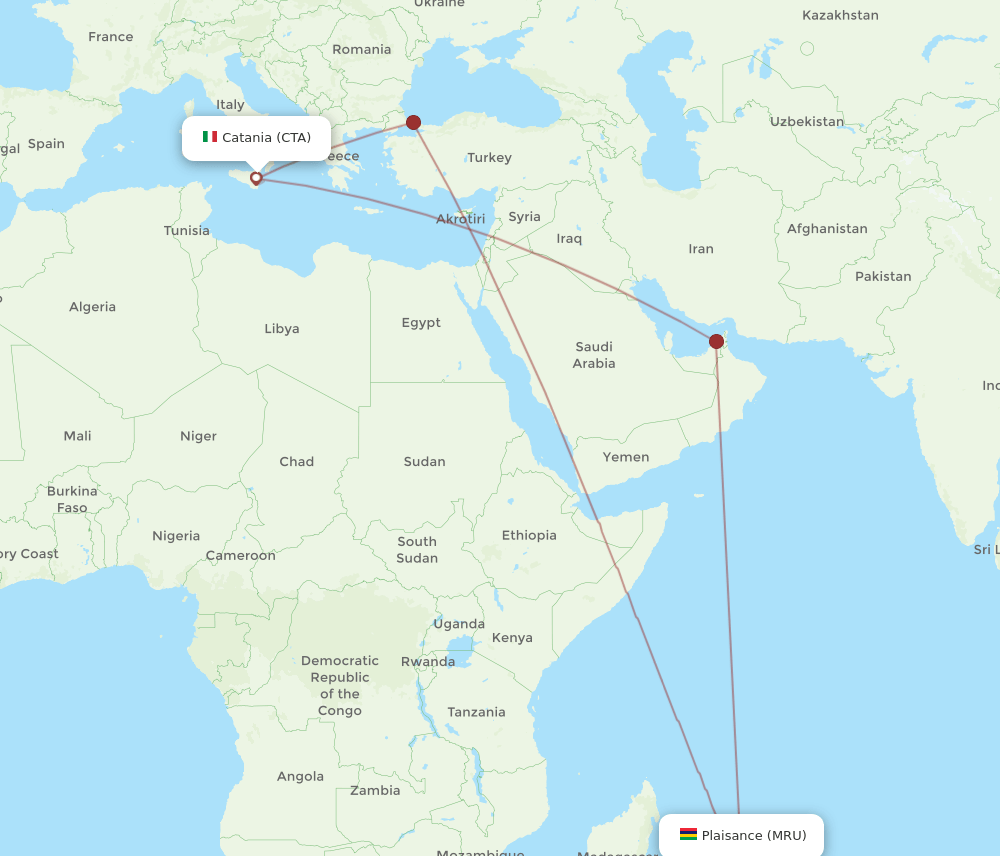 MRU-CTA flight routes