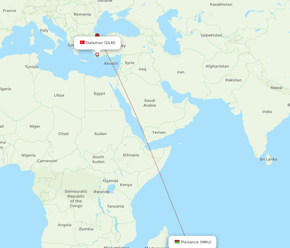 MRU-DLM flight routes