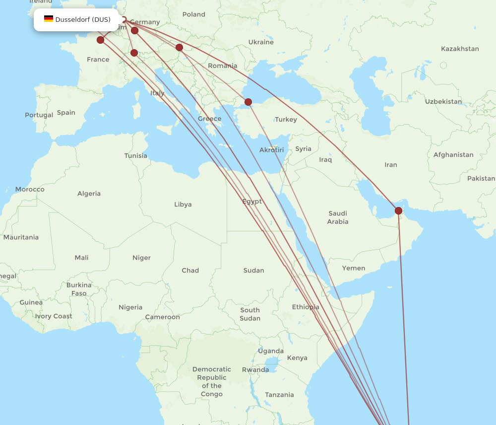 MRU-DUS flight routes