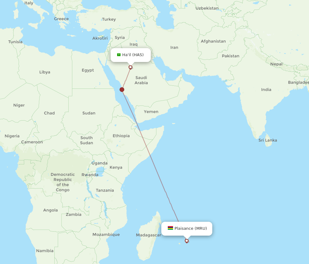MRU-HAS flight routes