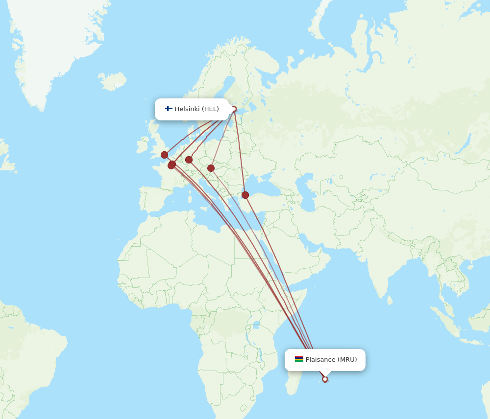 MRU-HEL flight routes