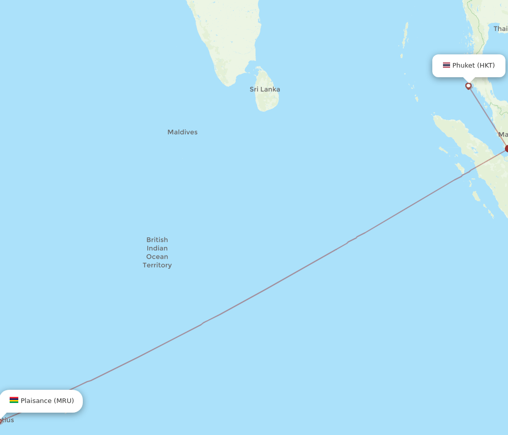 MRU-HKT flight routes