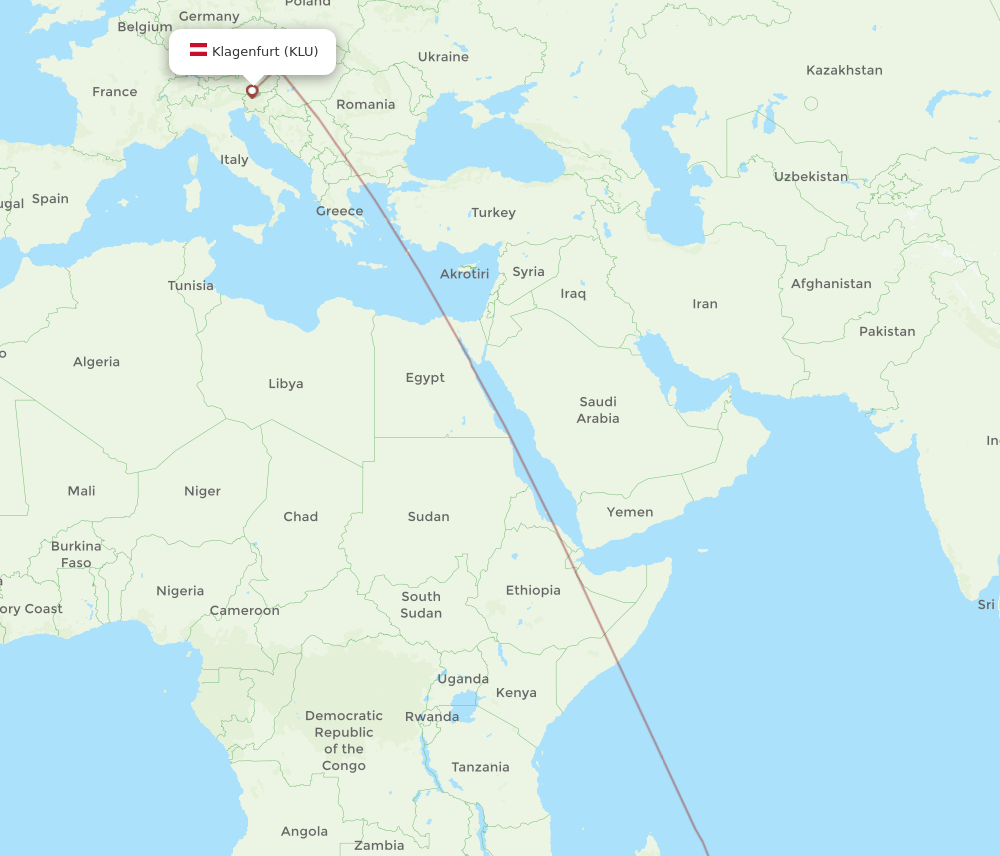 MRU-KLU flight routes