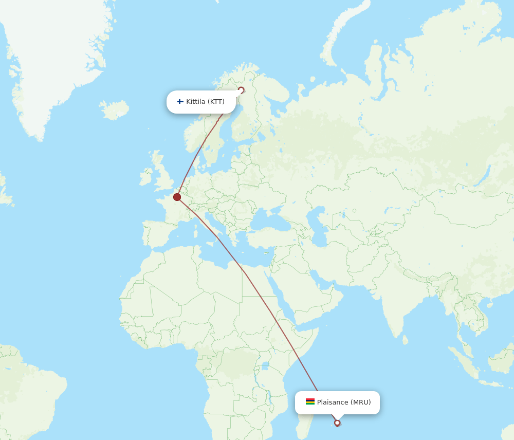 MRU-KTT flight routes