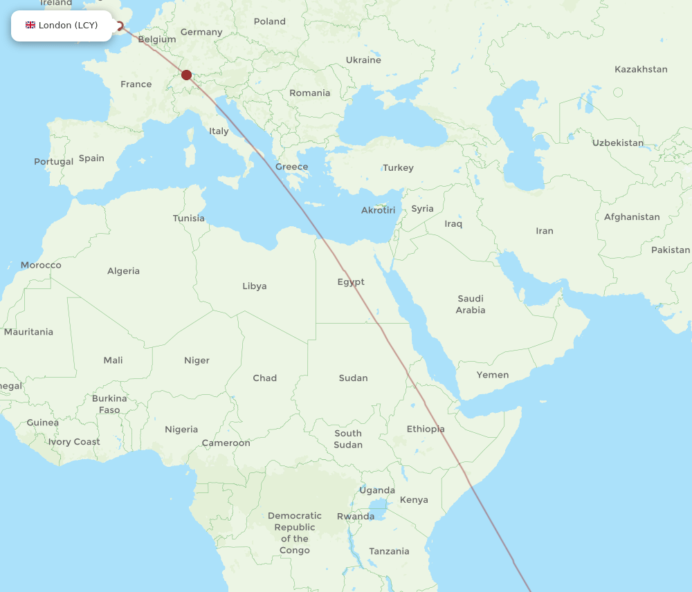 MRU-LCY flight routes