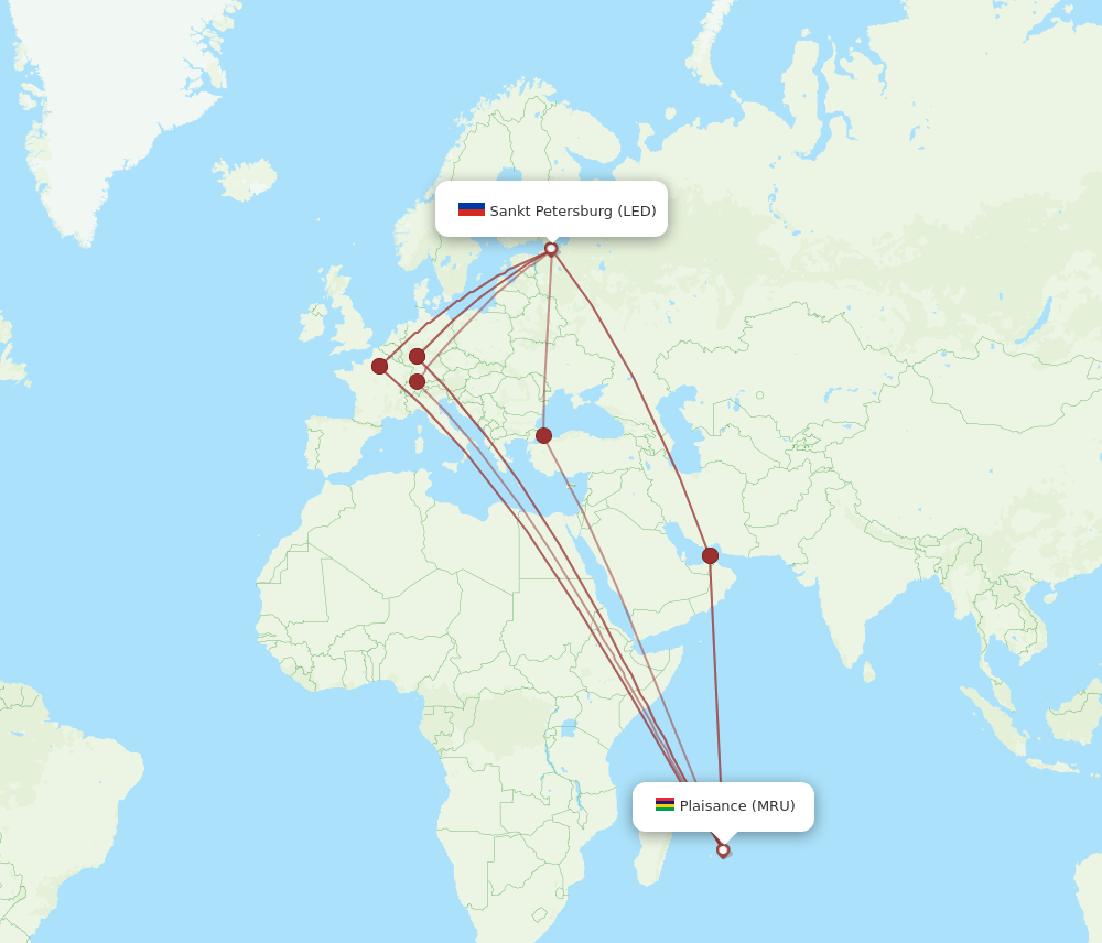 MRU-LED flight routes